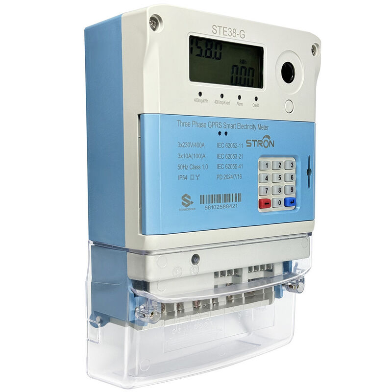 एसटीएस स्मार्ट जीपीआरएस तीन चरण प्रीपेड बिजली मीटर सीआईयू सुरक्षा शुल्क टोकन एलसीडी डिस्प्ले आसान स्थापना 1 सटीकता वर्ग