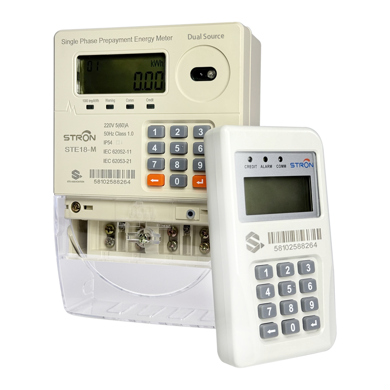 Smart Prepaid Electricity Meter Lora RF featuring STS standard compliance and integrated keypad for easy recharge and consumption data display
