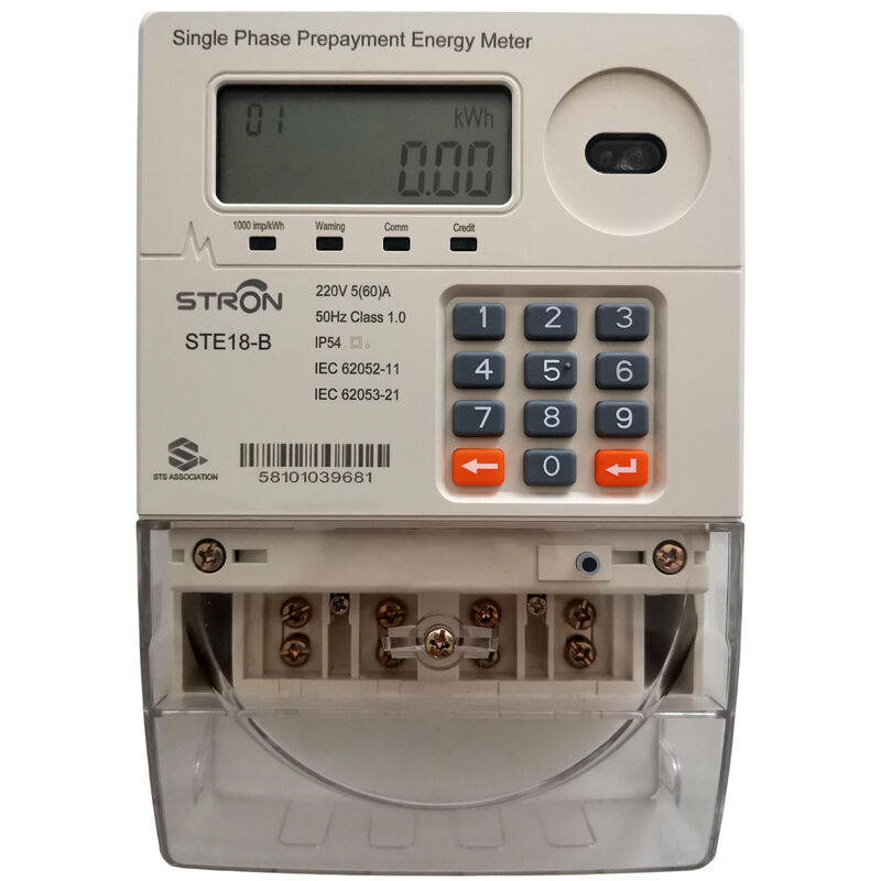 Smart Prepaid Electricity Meter Dual Source Lora RF featuring STS standard compliance and integrated keypad for easy recharge and consumption data display