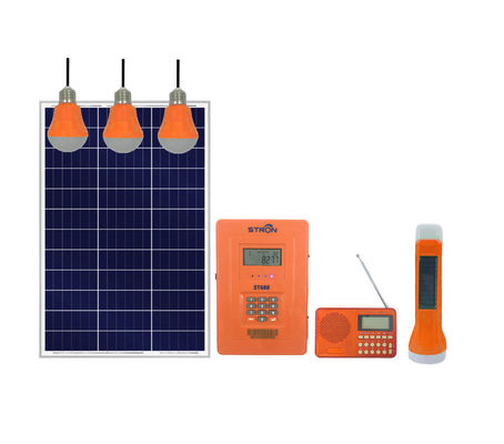 3W एलईडी लैंप के साथ 30W 76.8Wh पे यू गो सौर प्रणाली